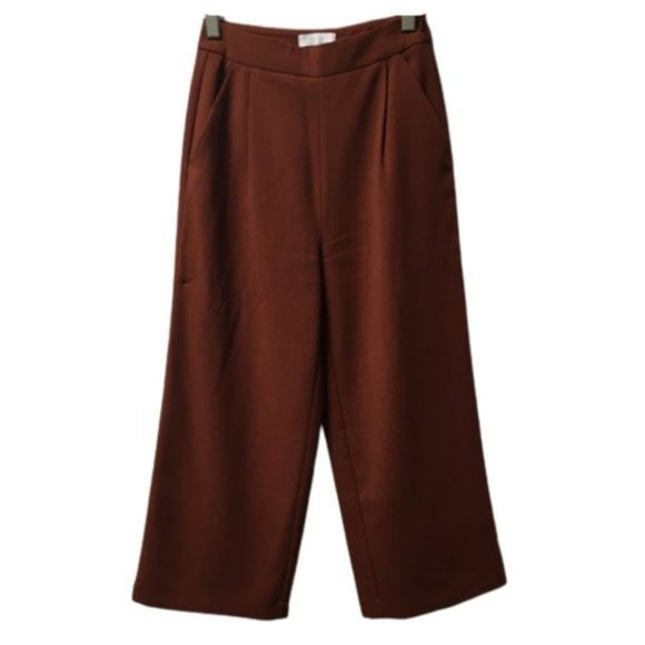 OAK + FORT Pants - OAK + FORT Burnt Orange Wide Leg Culottes Cropped Pants